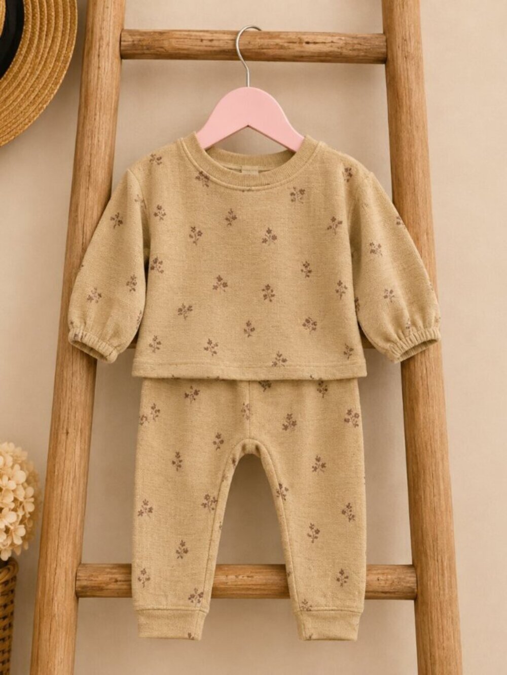 Rylee + Cru Baby Floral Sponge Knit Set 3-6M Organic Cotton